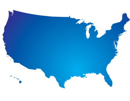 Illustration of the north american land mass in blue